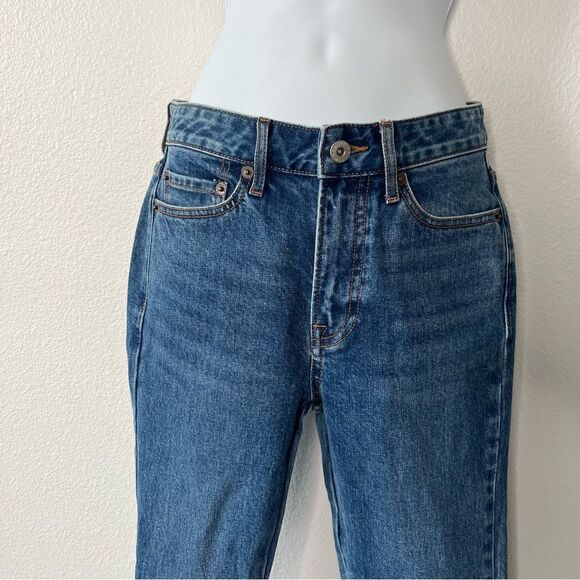 NWT Something Navy High Waisted Straight Leg Blue Jeans Size 0 - Picture 3 of 8